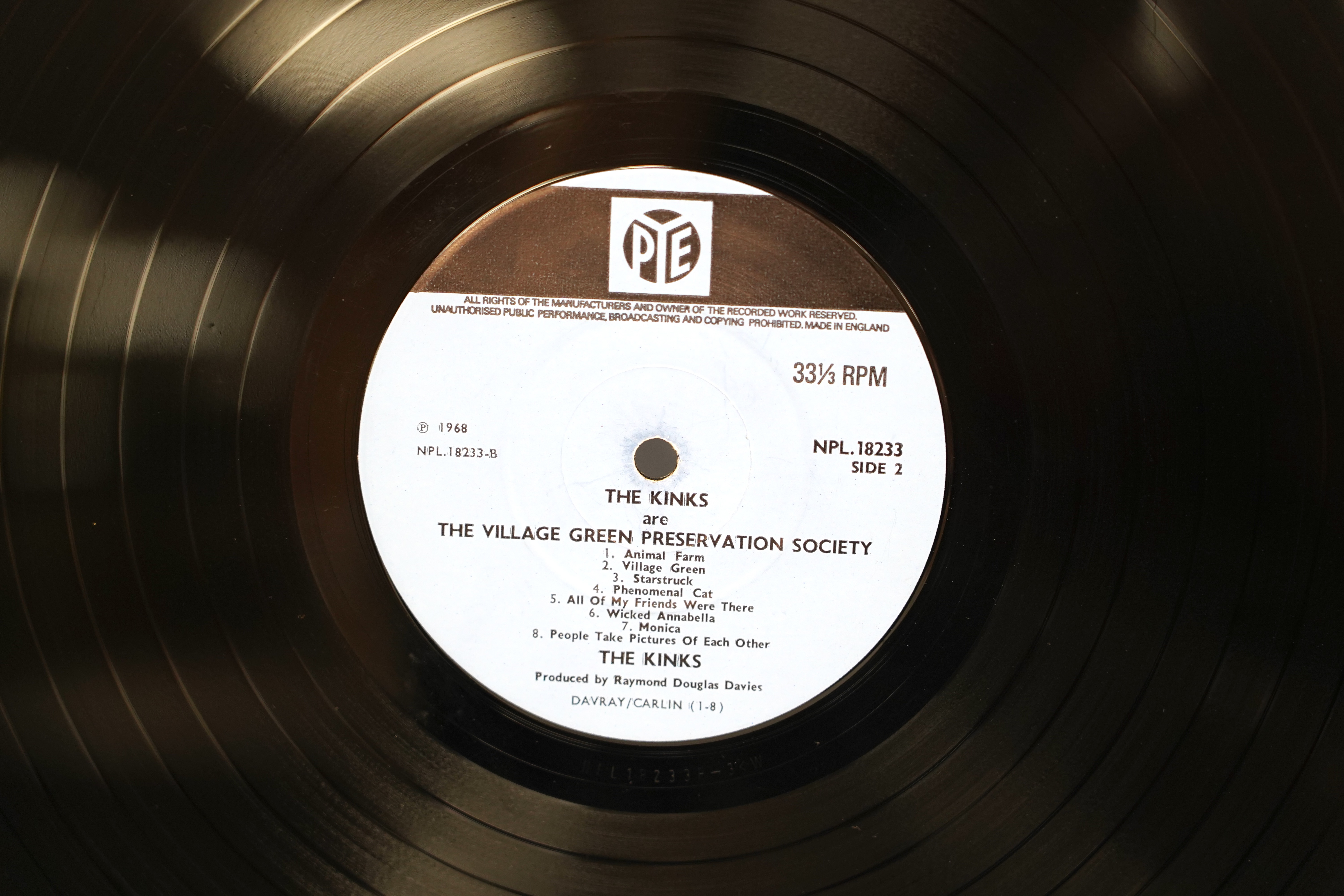 The Kinks LP record album; Are the Village Green Preservation Society, in Mono on blue and black Pye label, NPL.18233